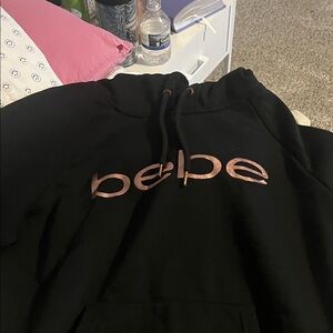 Bebe Black Sweatshirt with Pink Accents